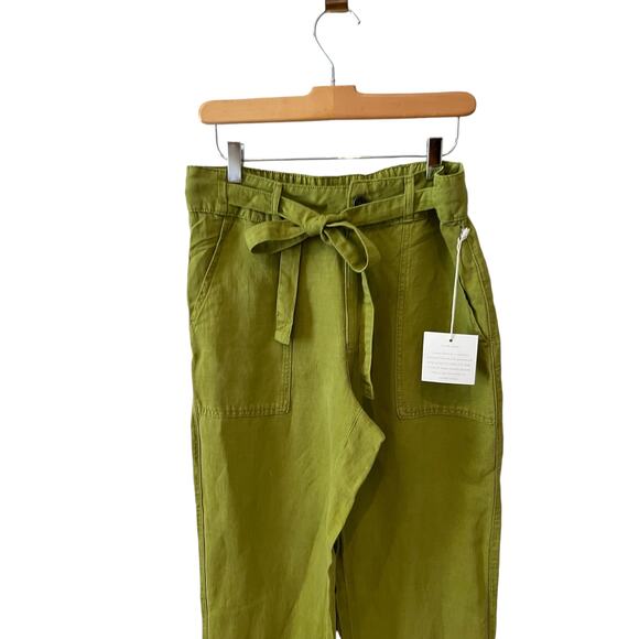Cynthia Rowley Straight Leg Soft Wash Belted Pants Vintage Green 8 - Picture 2 of 6